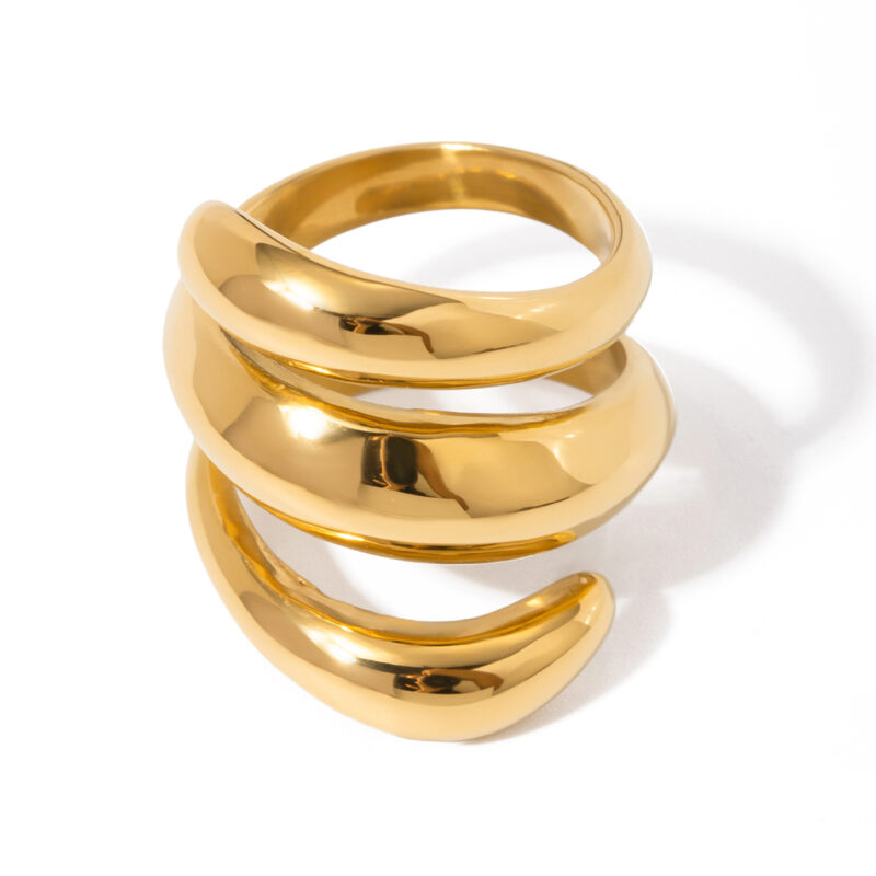 J&D Chunky Stainless Steel Silver Color Ring High-end Niche Liner Ball Design Waterproof Fashion Jewelry