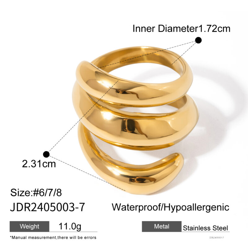 J&D Chunky Stainless Steel Silver Color Ring High-end Niche Liner Ball Design Waterproof Fashion Jewelry - Image 5