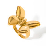 18K Gold Stainless Steel Smooth Butterfly Ring Size 7