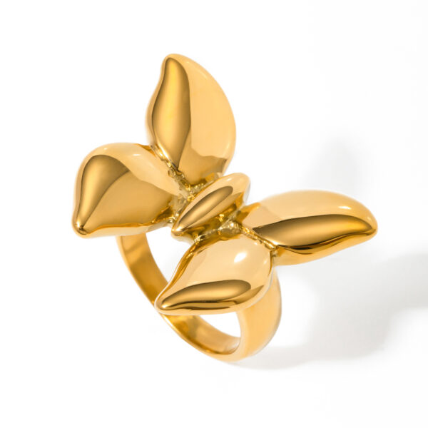 18K Gold Stainless Steel Smooth Butterfly Ring Size 7