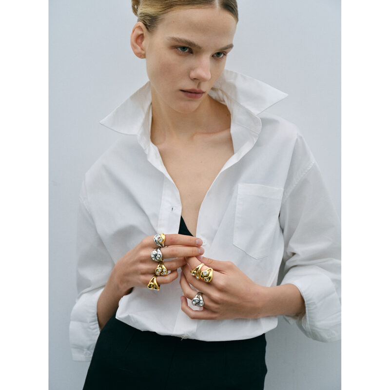 J&D 18K Gold Plated Stainless Steel Mix Color Ring Geometric Waterproof Fashion Jewelry for Women - Image 3
