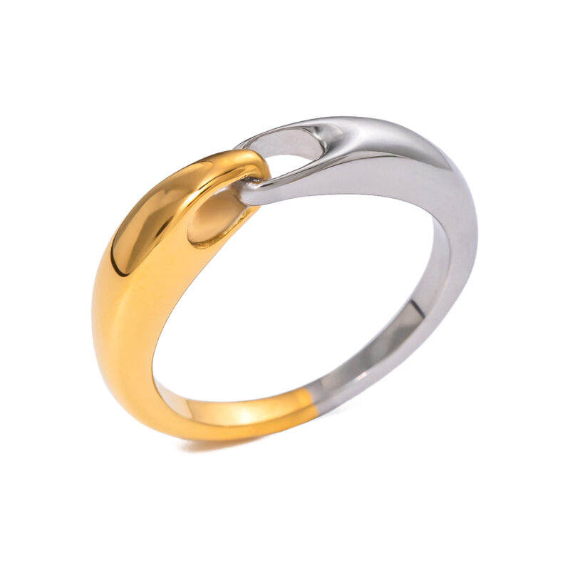 J&D 18K Stainless Steel PVD Plated Gold and Silver Color Matching Polished Steel Hanging Earring Two Tone Color for Women