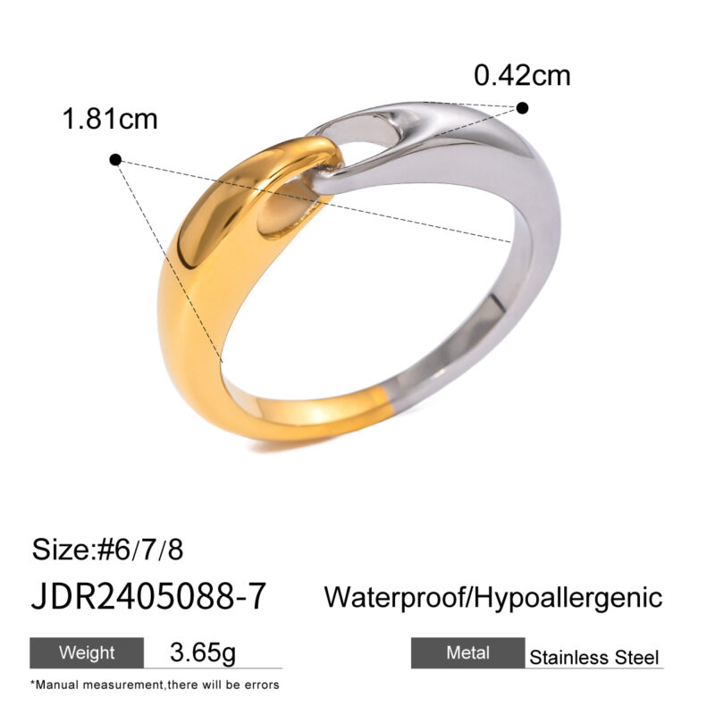 J&D 18K Stainless Steel PVD Plated Gold and Silver Color Matching Polished Steel Hanging Earring Two Tone Color for Women - Image 6