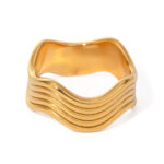 18K Gold Stainless Steel Minimalist Ripple Ring