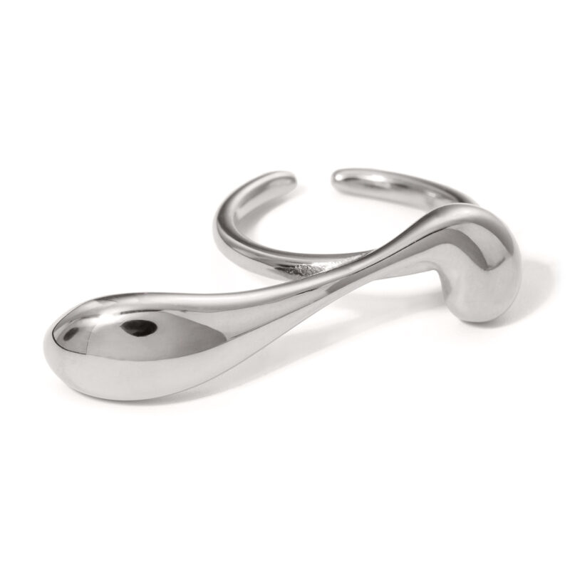 J&D Designer Jewelry Stainless Steel 18K Gold Rings Water Drop Irregular Curve Open Rings