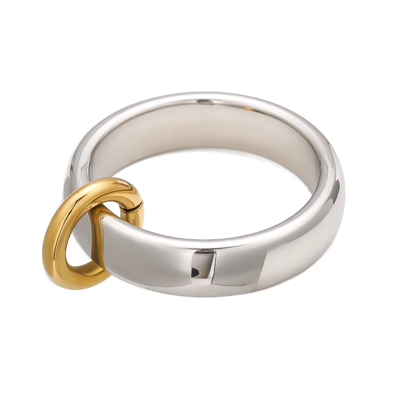 J&D Luxury Chunky Stainless Steel 18K Gold Rings Layered Two Tone Water Drop Zircon Rings