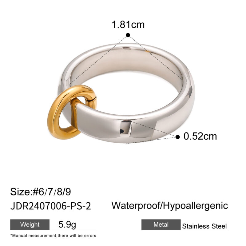 J&D Luxury Chunky Stainless Steel 18K Gold Rings Layered Two Tone Water Drop Zircon Rings - Image 5