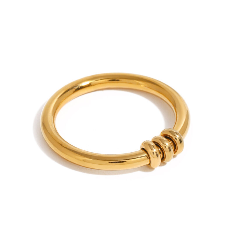 J&D Simple Everyday Wear 18k Gold Stainless Steel Minimalist Triple Circle Rings