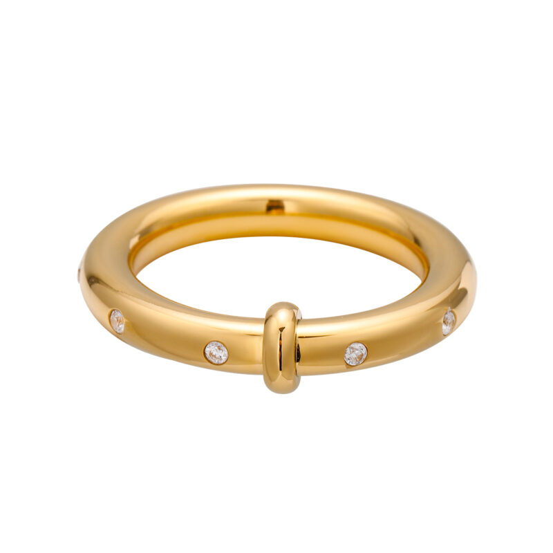 J&D Simple Everyday Wear 18k Gold Stainless Steel Minimalist Triple Circle Rings