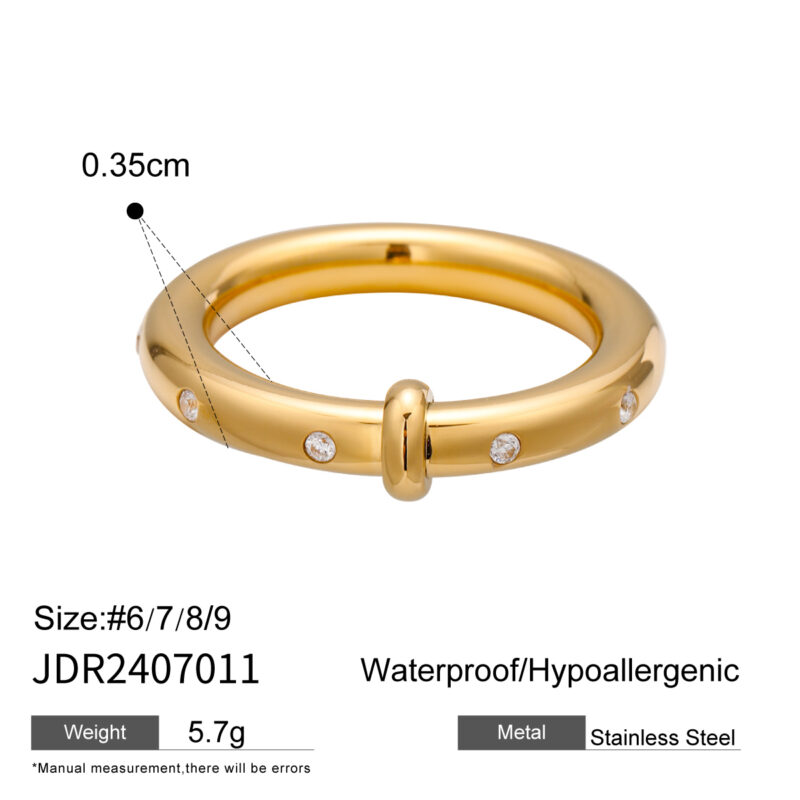 J&D Simple Everyday Wear 18k Gold Stainless Steel Minimalist Triple Circle Rings - Image 3