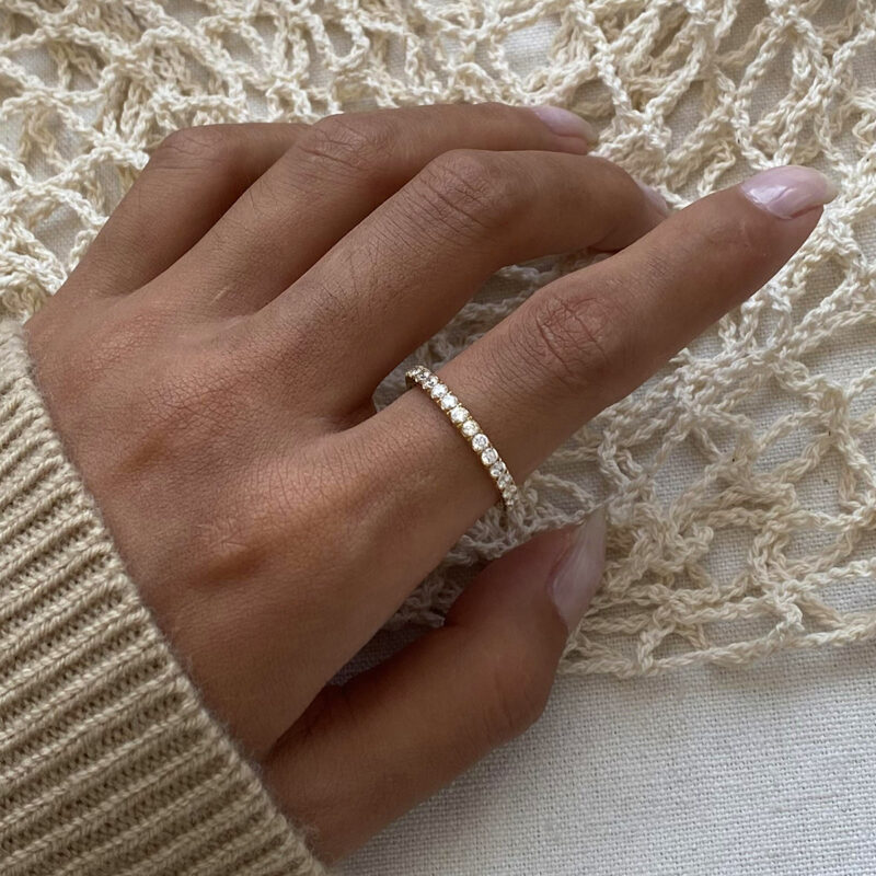 JD 18K Gold Plated Stainless Steel Full Circle AAA Cubic Zirconia High Polish Ring Hypoallergenic Luxury Jewelry for Women - Image 3