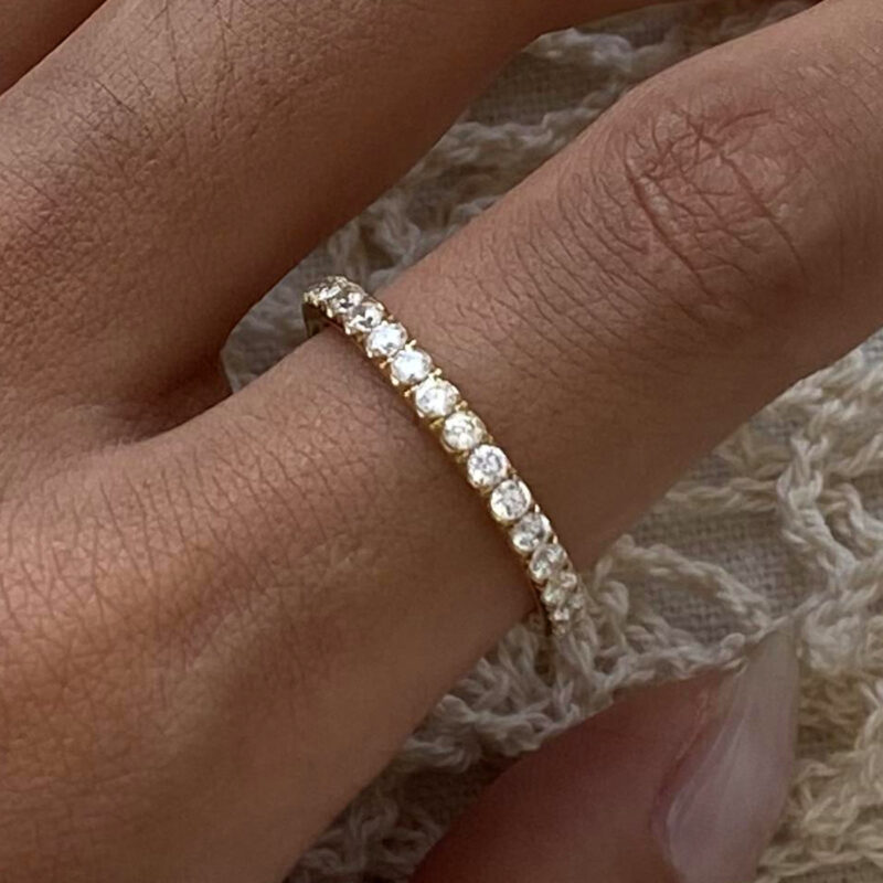 JD 18K Gold Plated Stainless Steel Full Circle AAA Cubic Zirconia High Polish Ring Hypoallergenic Luxury Jewelry for Women - Image 4