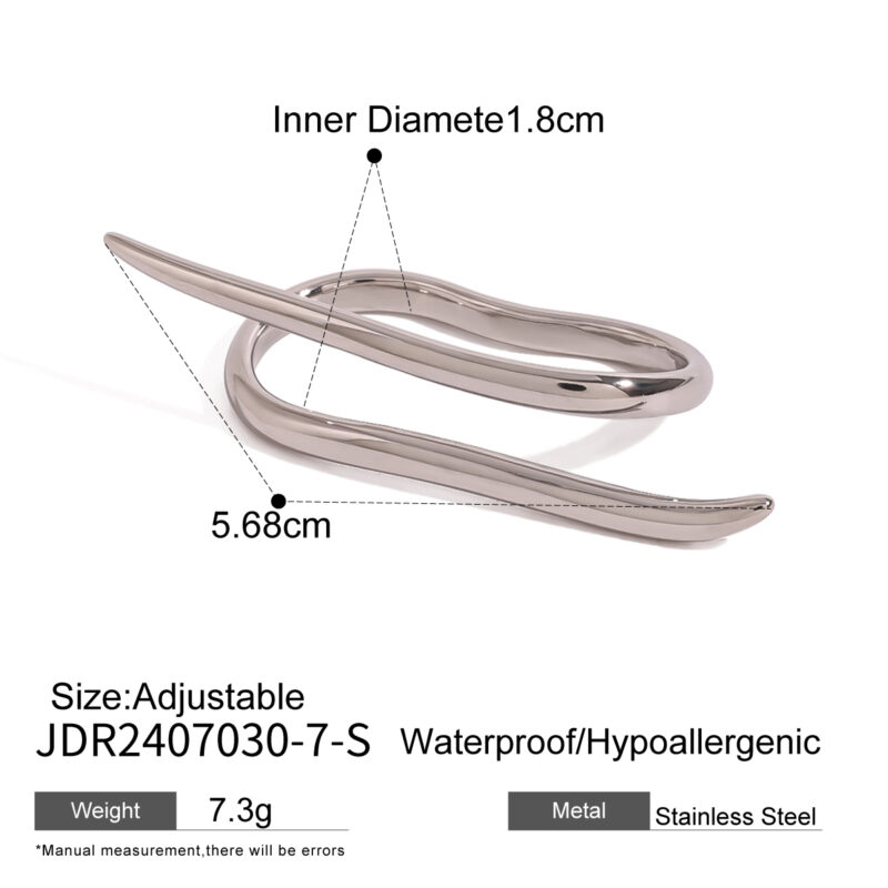 J&D Twisted Lines Double Finger Rings 18k Stainless Steel Modern Wrap Design Rings for Women - Image 3