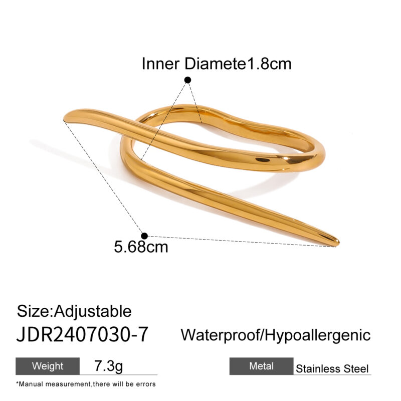 J&D Twisted Lines Double Finger Rings 18k Stainless Steel Modern Wrap Design Rings for Women - Image 3