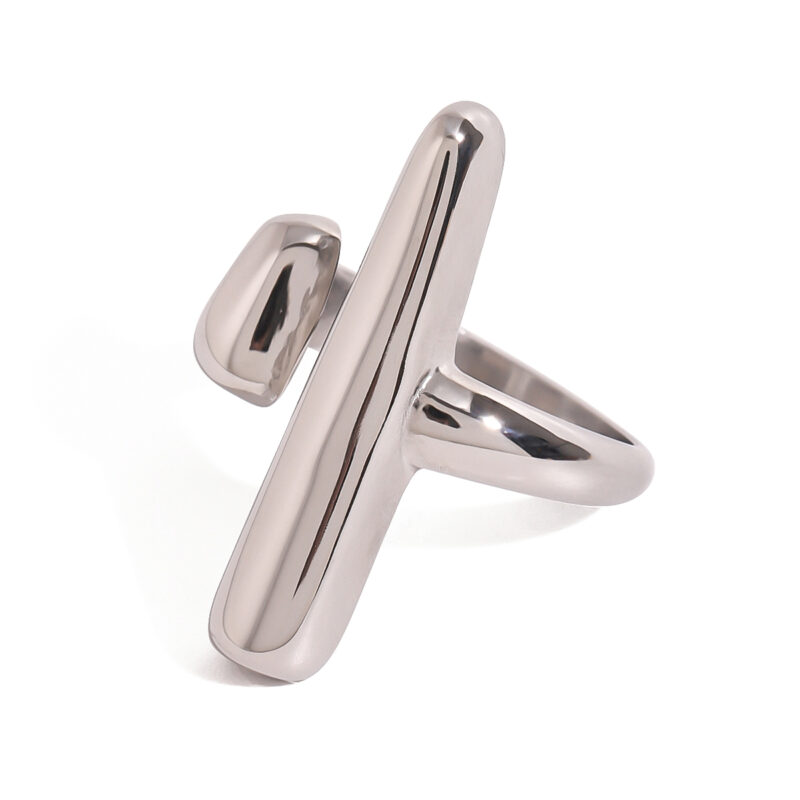 J&D Jewelry T-shaped Opening Ring 18K PVD Gold Silver Plated Stainless Steel Chunky Ring Opening for Women