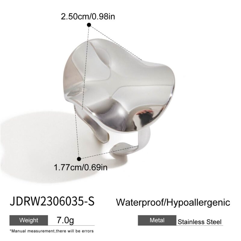Steel Color Round Wrinkled Ring - Image 7