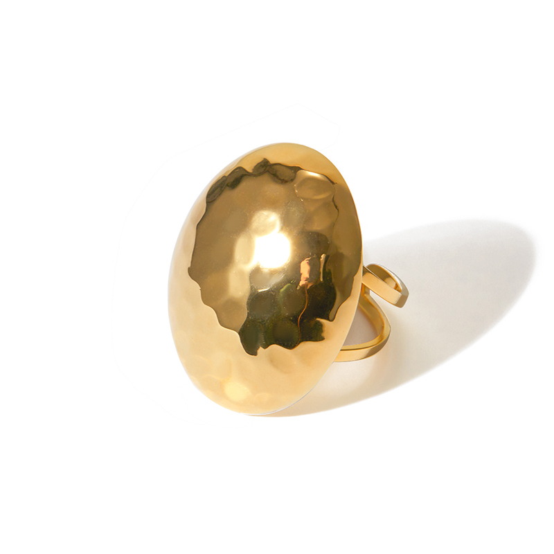 J&D 18K PVD Gold Plated Stainless Steel Malleolar Groove Ellipsoid Rings Fashion Gold Plated Rings for Women