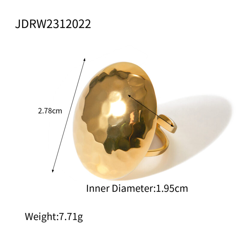 J&D 18K PVD Gold Plated Stainless Steel Malleolar Groove Ellipsoid Rings Fashion Gold Plated Rings for Women - Image 5