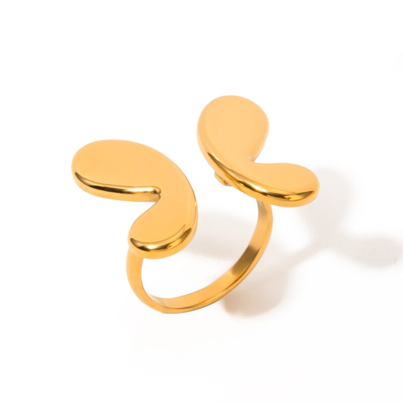 Waterproof 18K Gold Plated Stainless Steel High Polished Butterfly Cute Geometric Open Rings