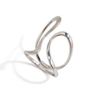 J&D Tarnish Free Jewelry Hypoallergenic Stainless Steel 18k Gold Plated Silver Color Two Tone Irregular Open Rings