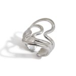 J&D Tarnish Free Jewelry Hypoallergenic Stainless Steel 18k Gold Plated Silver Color Two Tone Irregular Open Rings