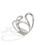 J&D Minimalist Stainless Steel Rippled Adjustable Open Ring Irregular Abstract Line Waterproof Ring Set Jewelry for Women