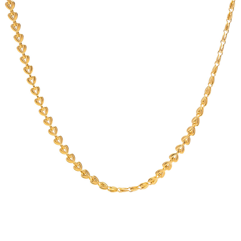 Youthway Stainless Steel Hollow Heart Braided Necklace for Women High Quality 18K Gold Plated Waterproof Jewelry Set