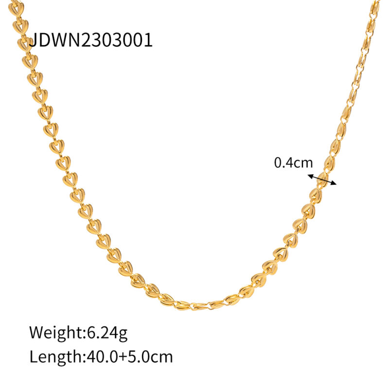 Youthway Stainless Steel Hollow Heart Braided Necklace for Women High Quality 18K Gold Plated Waterproof Jewelry Set - Image 5