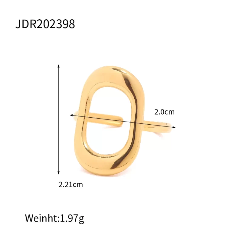 Geometric Jewelry 18K Gold Plated Stainless Steel Hollow Square Open Ring for Girls - Image 5