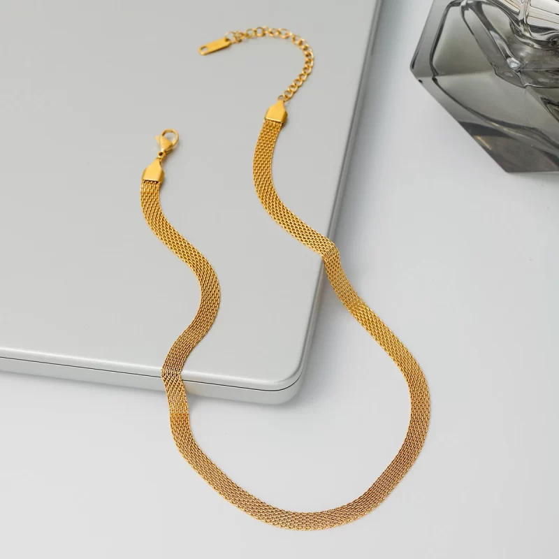 J&D 18k Gold Plated Stainless Steel Jewelry for Women Minimalism Choker Link Chain Necklace - Image 3