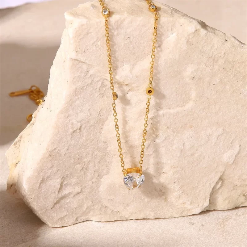 New Pendant necklace Heart Shaped Crystal Zircon Pendant Gold plated stainless steel Party Hot Jewelry Gifts - Image 4