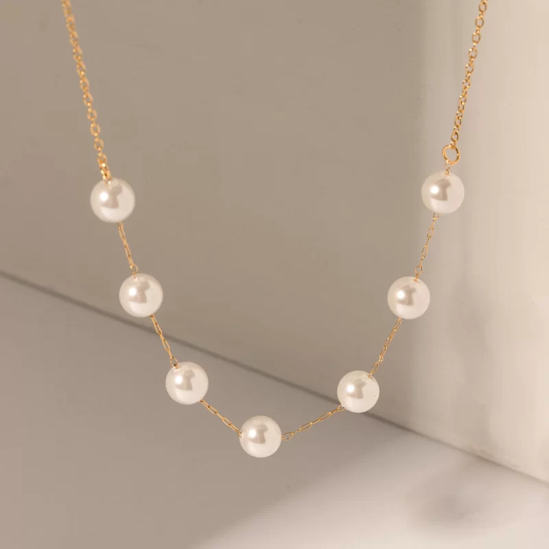 Youthway 18K Gold Plated Stainless Steel Pearl Necklace Women's Waterproof Fine Jewelry Gift Fashion Accessories - Image 3