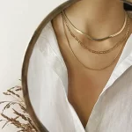 Youthway Stainless Steel three tier necklace Figaro Chain Gold Metal Texture 18 K PVD Plated for Women Summer Bijoux New Gift