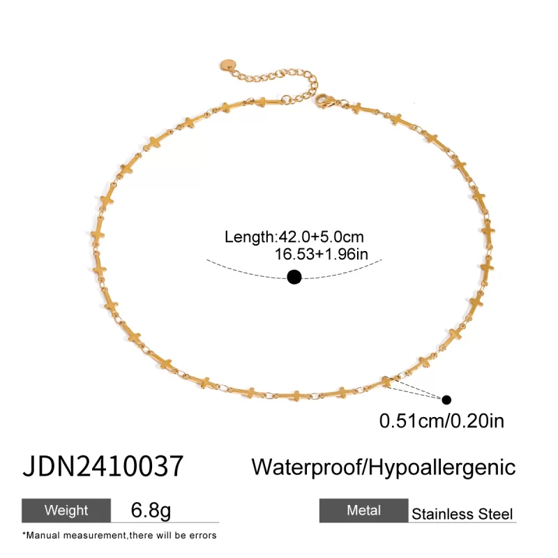 Youthway New Design Trendy Gold Plated Stainless Steel Smooth Cross Chain Necklace For Ladies Anti Allergic Fashion Jewelry Gift - Image 4