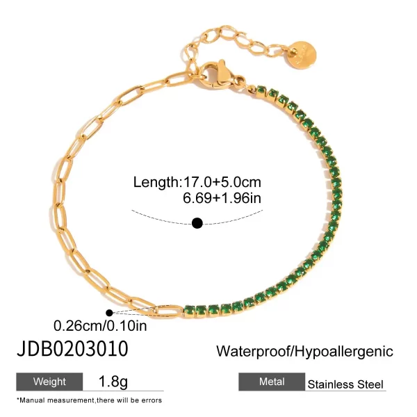 Trendy Stainless Steel Zircon Bracelet PVD Gold Plated Luxury Titanium Steel Bangle