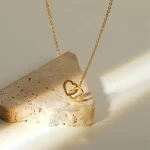 Trendy Fine Double Heart Connected Hollow Chain Necklace for Women Temperament Jewelry Gift