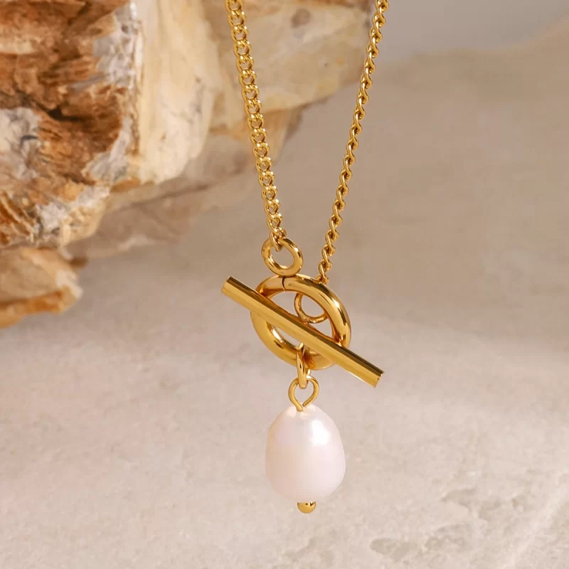 Youthway Gold Plated Stainless Steel Trendy Minimalist Pearl Pendant Necklace For Women Waterproof Anti Allergic Jewelry - Image 2