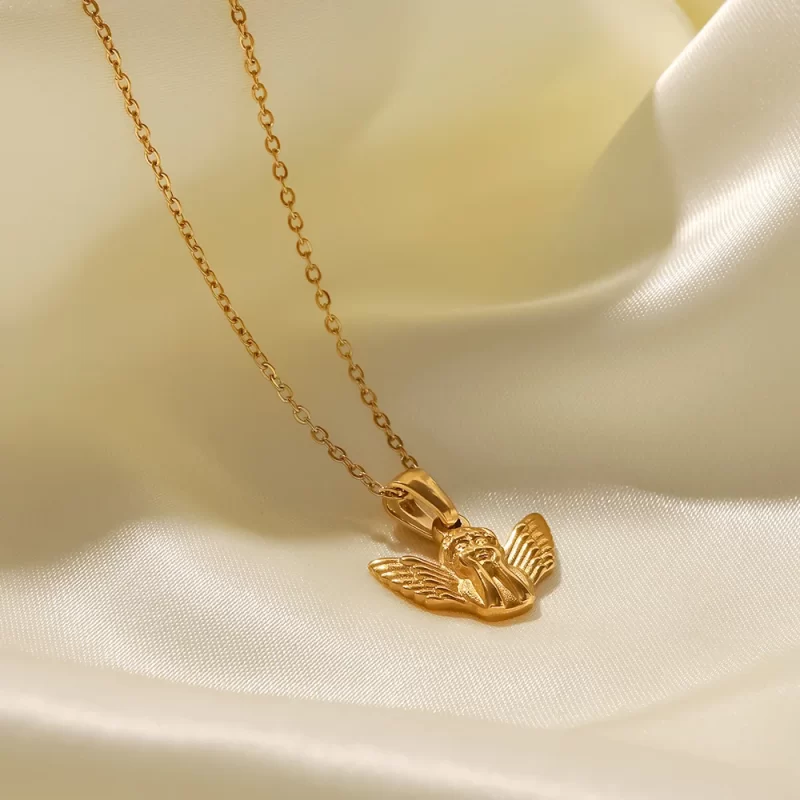 Youthway Popularity Metal Angel Pendant Necklace Stainless Steel Waterproof Chain Gold Plated Charm Jewelry 2022 NEW - Image 3