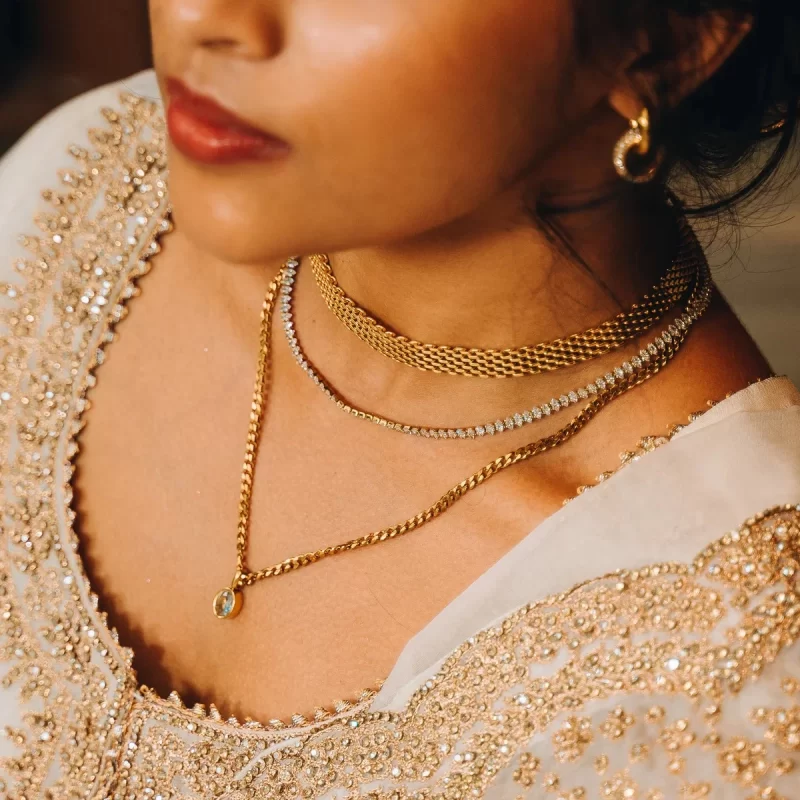 J&D 18k Gold Plated Stainless Steel Jewelry for Women Minimalism Choker Link Chain Necklace - Image 4