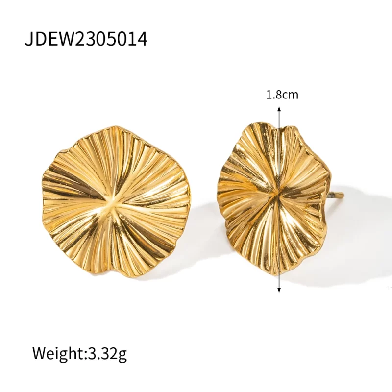 Exaggerated Chunky Hoop Earring 18k Gold Plated Stainless Steel French Fanshaped Drop Earring for Women - Image 6