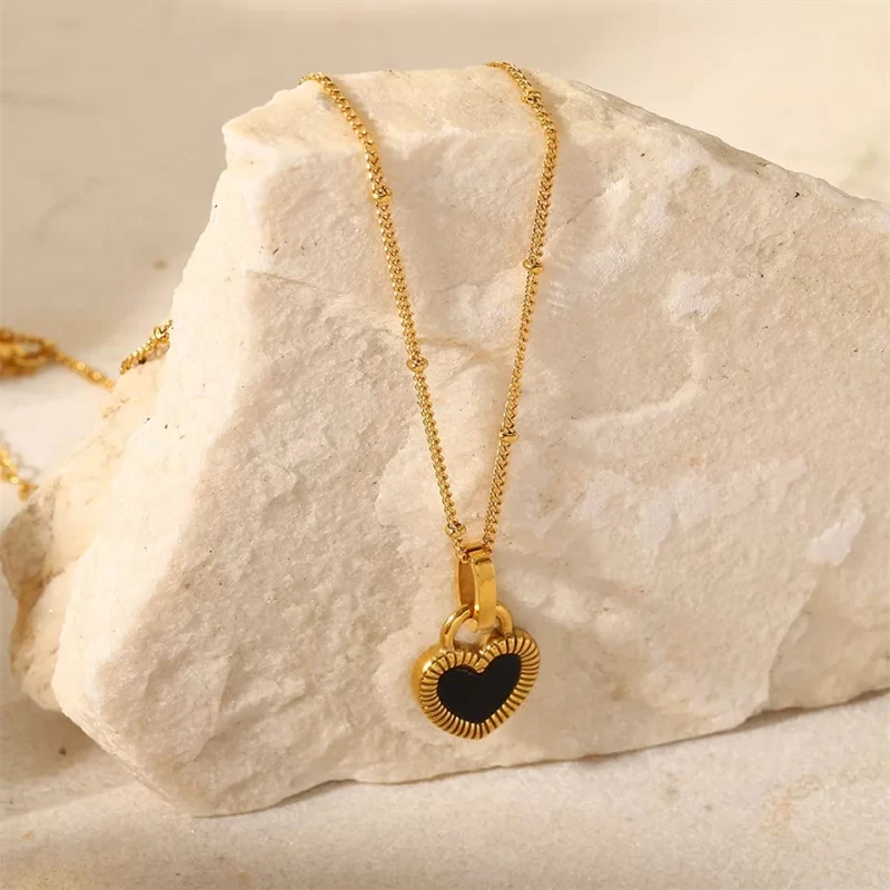 Youthway double sided Heart Necklace Stainless Steel Golden 18 K PVD Choker Women Necklace waterproof Accessories Gift - Image 5
