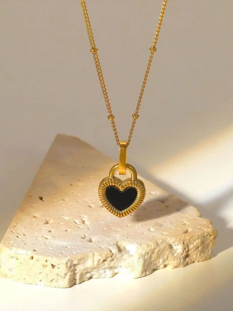 Youthway double sided Heart Necklace Stainless Steel Golden 18 K PVD Choker Women Necklace waterproof Accessories Gift - Image 4