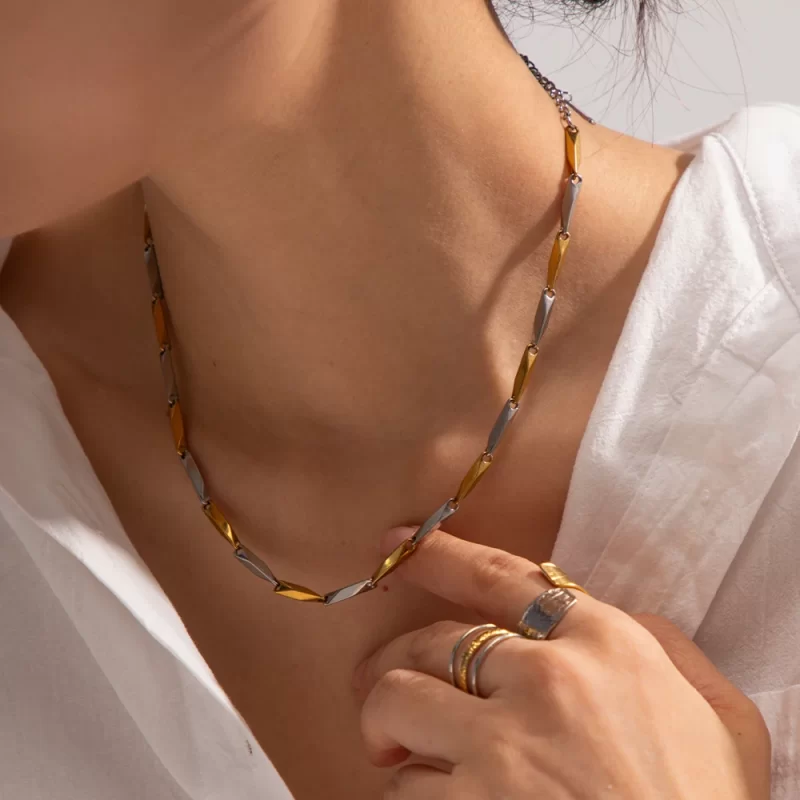 Stainless steel color-matched handcrafted melon seed chain necklace - Image 4