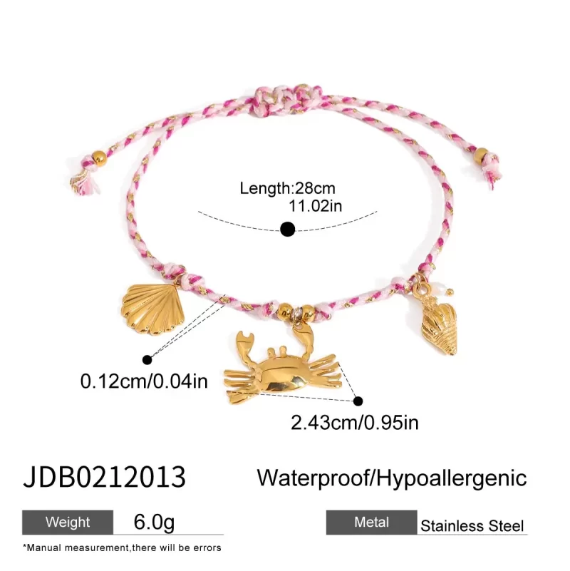 J&D 18K Gold Plated Stainless Steel Summer Beaded Bracelet Colorful String Ocean Charm for Beach Vacation Jewelry - Image 4