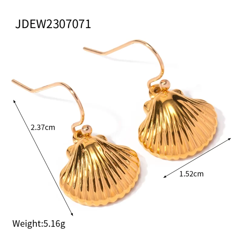 Jewelry Summer Stainless Steel Ocean Earring Gift Waterproof Texture Sea Shell Drop Earring for Women - Image 6
