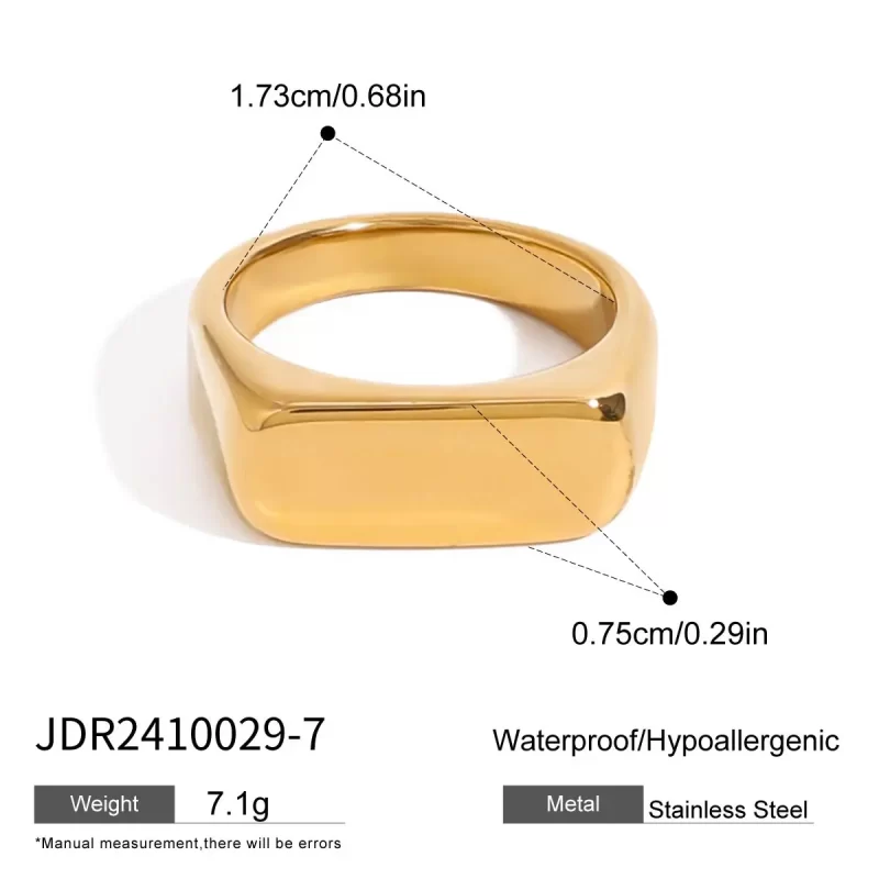 J&D Sleek Glossy Ring Simple Elegant Design 18K Gold Stainless Steel Minimalist Fashion Ring - Image 5