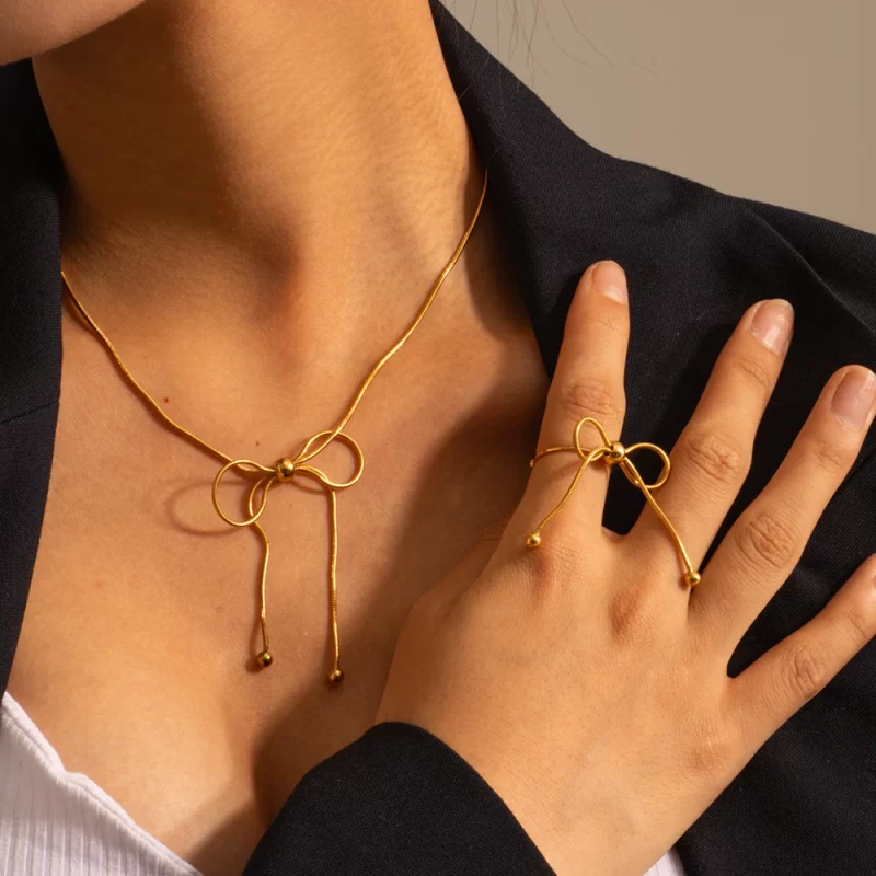 Youthway Stainless Steel Bow Necklace Tarnish Free Fashion Jewelry for Women High Quality Accessories Gift 2024 - Image 4