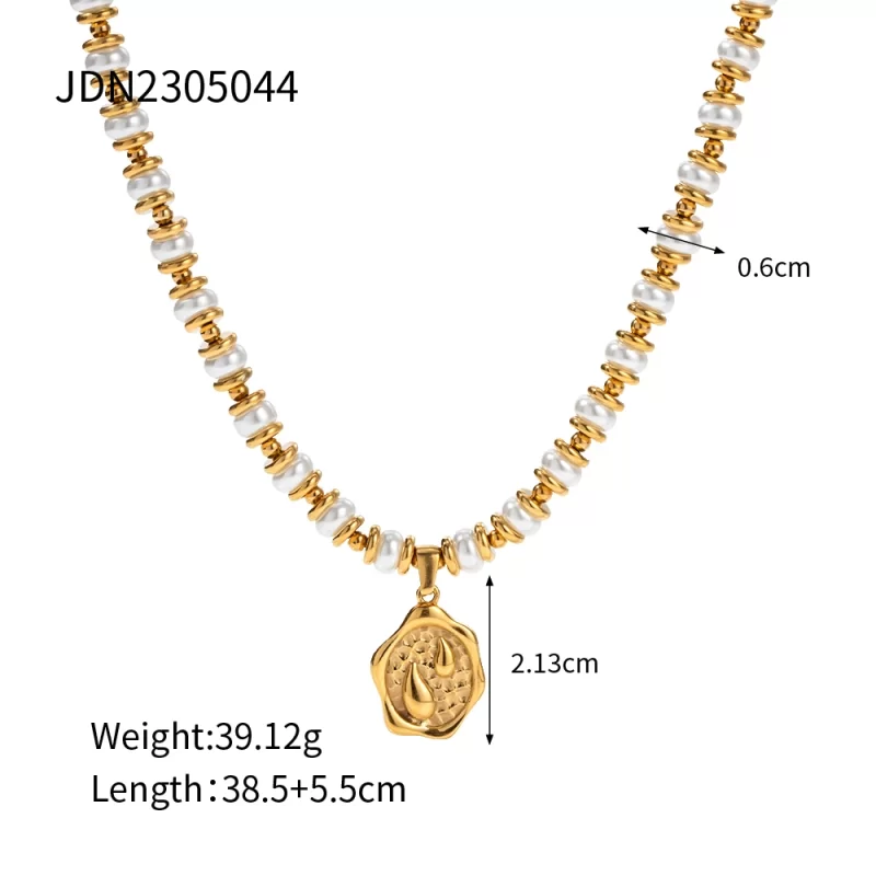 Tear Drop Glass Pearl Pendant Necklace 18K PVD Gold Plated Stainless Steel Mermaid Tear Bead Necklace for Women - Image 6
