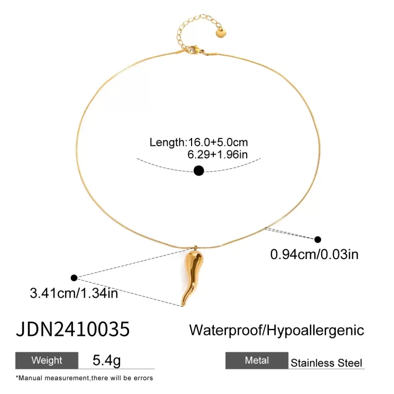 Youthway Statement Chic Gold Plated Stainless Steel Smooth Chili Pepper Pendant Necklace For Women Waterproof Jewelry 2024 - Image 5