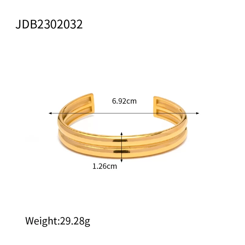 Minimalist Women Dainty Layer Chunky 18K PVD Gold Plated Stainless Steel Bracelet Opening Bangle - Image 6